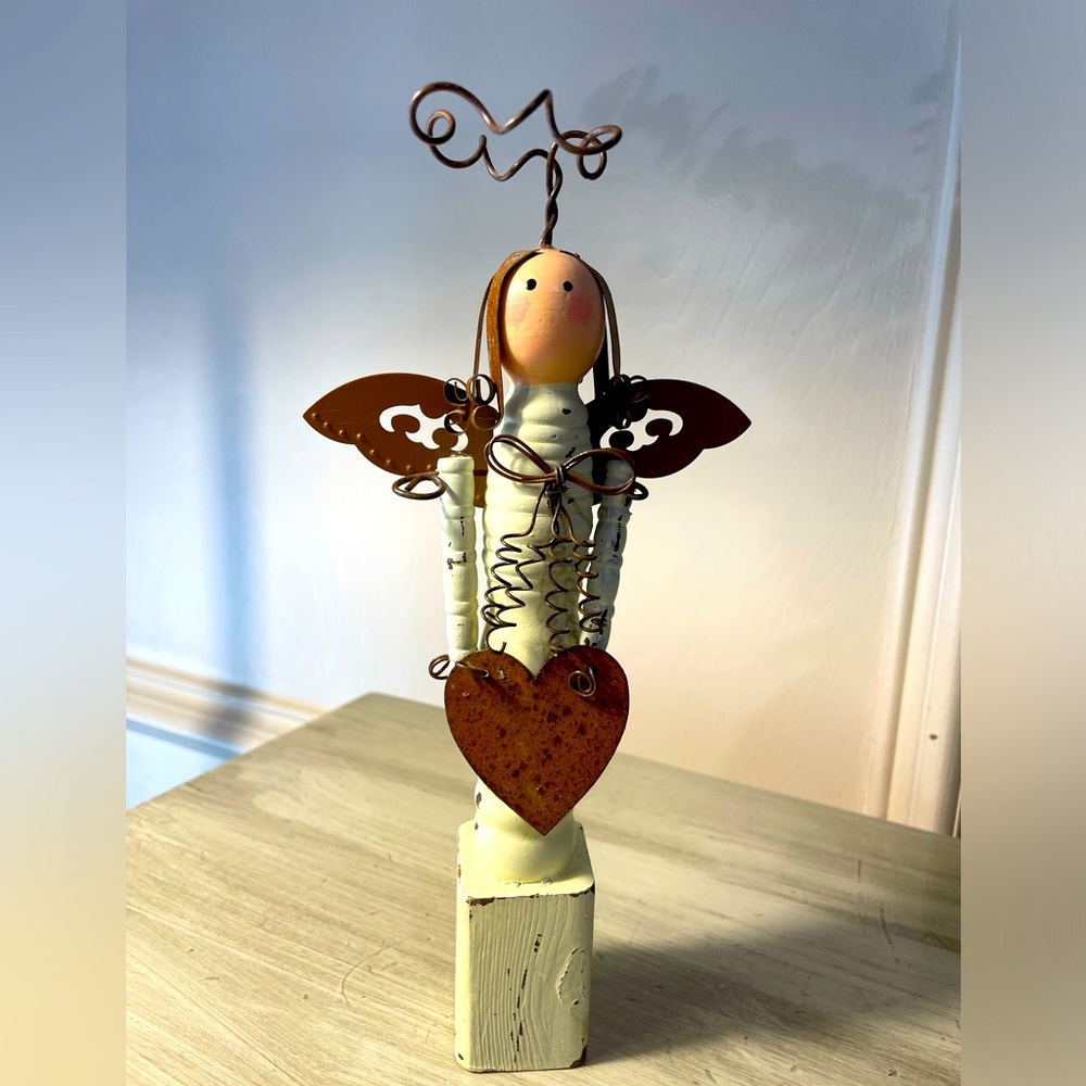 Wooden Spindle Primitive Guardian Angel